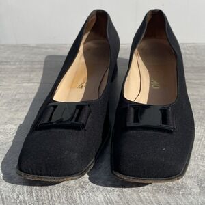 Salvatore Ferragamo Black Fabric Classic Signature Buckle Slip On Women's 10